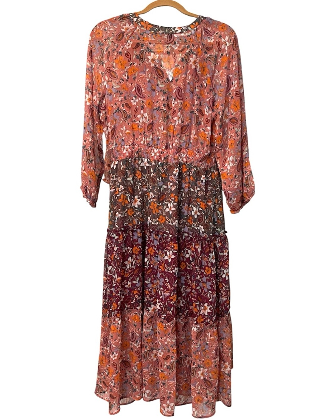 Anthropologie Rust Multi-Print Tiered Maxi Dress - Picture 3 of 12